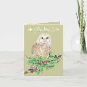 Cartão De Festividades Christmas Sister Barn Owl Greeting