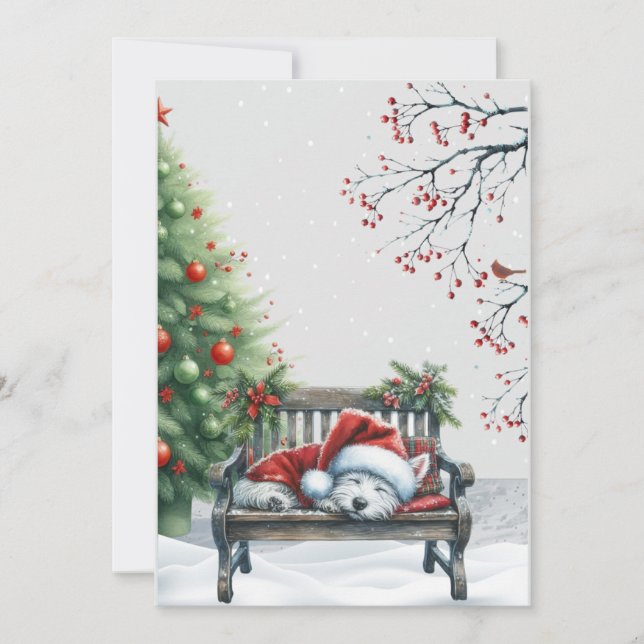 Cartão De Festividades Christmas Sleeping Westie Card (Frente)