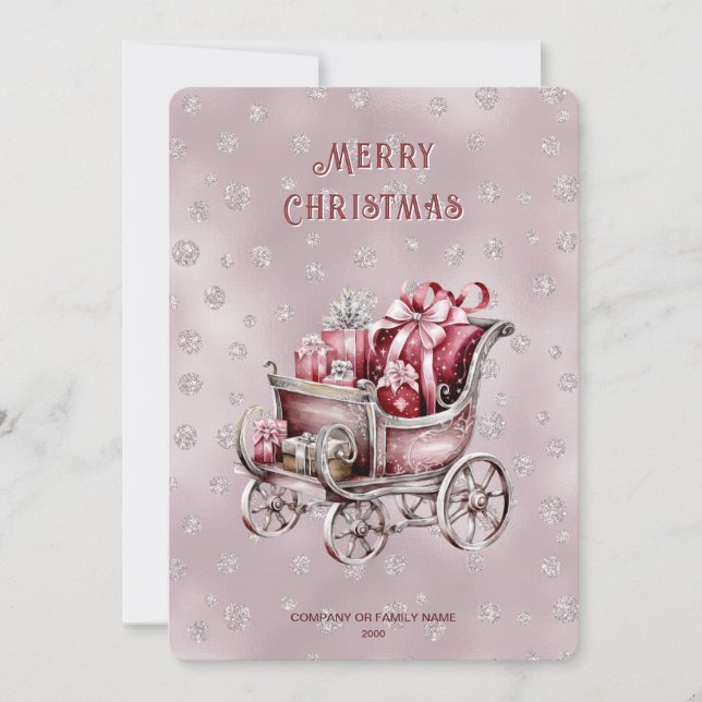 Cartão De Festividades Christmas Sleigh With Gifts Holiday Card (Frente)