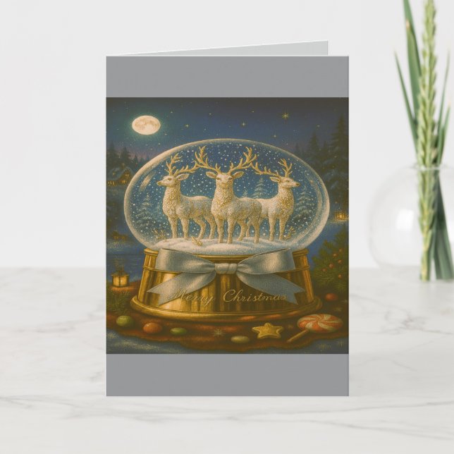 Cartão De Festividades Christmas Snow Globe Card (Frente)
