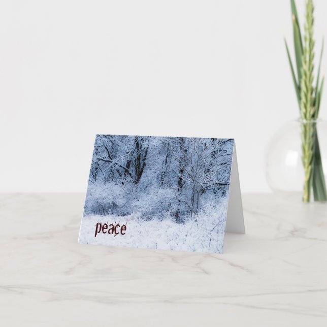 Cartão De Festividades Christmas Snow Trees Greeting card ("peace") (Frente)