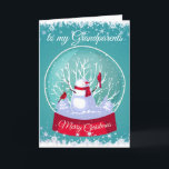 Cartão De Festividades Christmas Snowglobe Snowman Cardinal Grandparents<br><div class="desc">Christmas Snowglobe Snowman with Cardinal Red birds in the snow and frosty snowflakes for your Grandparents</div>