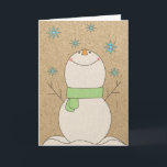Cartão De Festividades Christmas Snowman<br><div class="desc">Merry Christmas snowman playing in the snow.
snowman, snowmen, "snowman in snow" snow "craft paper" "for them" "for her" "for them" "merry christmas" "merry xmas" "happy holidays" "sonny day"</div>