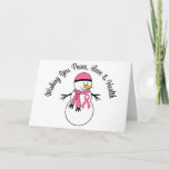 Cartão De Festividades Christmas Snowman Breast Cancer Ribbon<br><div class="desc">NOTE:  Cards can be customized with your own personal message of hope..</div>