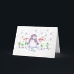 Cartão De Festividades Christmas Snowman Frosty Joy Greeting Card<br><div class="desc">A pretty Christmas holiday greeting card featuring a sweet little snowman sending wishes of joy for the holiday season.</div>