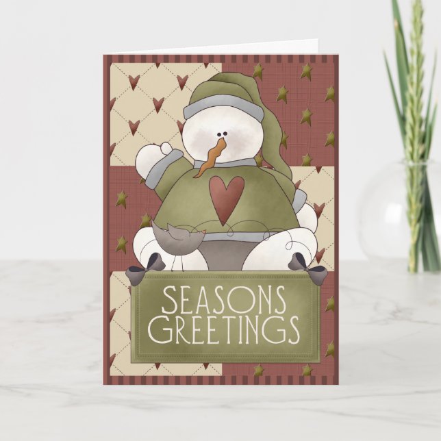Cartão De Festividades Christmas Snowman Patchwork (Frente)