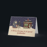 Cartão De Festividades Christmas Snowman To A Special Godmother<br><div class="desc">card</div>