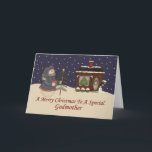 Cartão De Festividades Christmas Snowman To A Special Godmother<br><div class="desc">card</div>