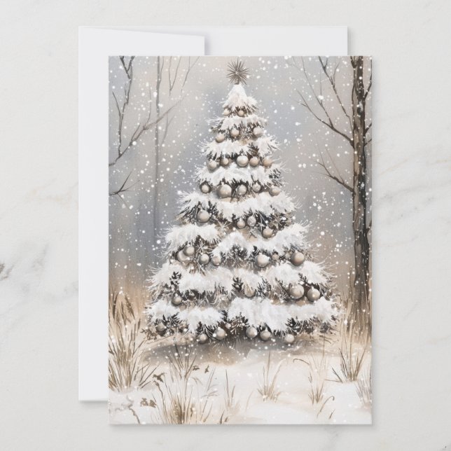 Cartão De Festividades Christmas Snowy Night (Frente)