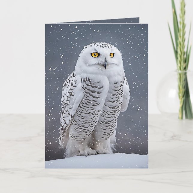 Cartão De Festividades Christmas Snowy Owl (Frente)