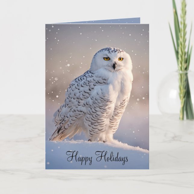 Cartão De Festividades Christmas Snowy Owl (Frente)