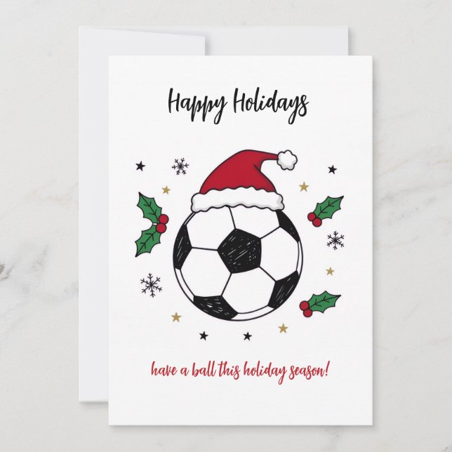 Cartão De Festividades Christmas Soccer Ball Santa Hat Greeting Cards (Frente)