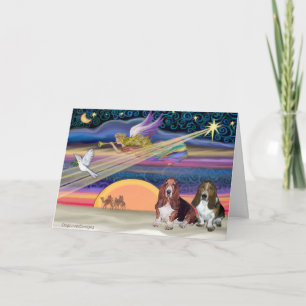 Cartão De Festividades Christmas Star - Basset Hounds (two)