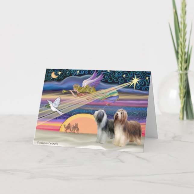 Cartão De Festividades Christmas Star - Bearded Collies (two) (Frente)