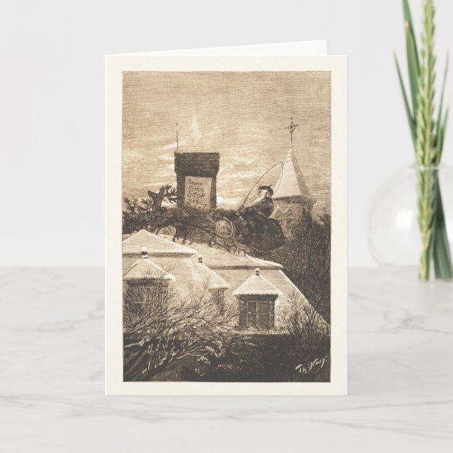 Cartão De Festividades Christmas Station, Thomas Nast, 1889 (Frente)