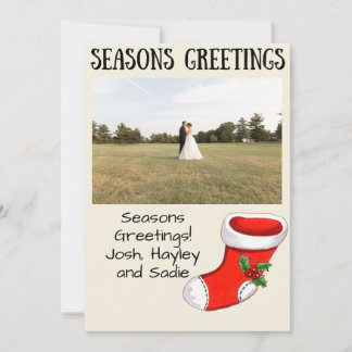Cartão De Festividades Christmas Stocking Seasons Greetings Photo Card