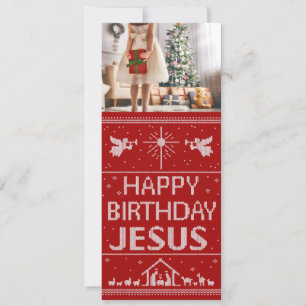 Cartão De Festividades Christmas Sweater Happy Birthday Jesus Religious