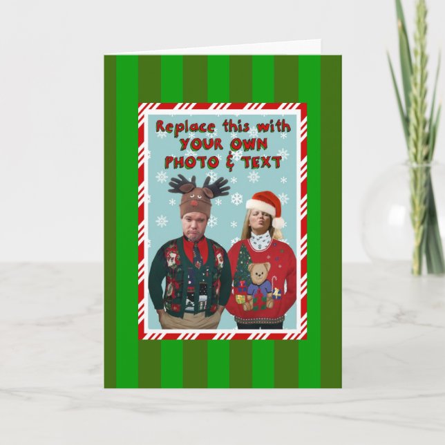 Cartão De Festividades Christmas Sweater-ized Holiday Card-template (Frente)