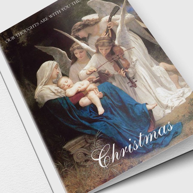 Cartão De Festividades Christmas Sympathy Cards | Thinking of You 2 (Mary & Jesus with the Angels religious Thinking of You Sympathy Christmas Cards)