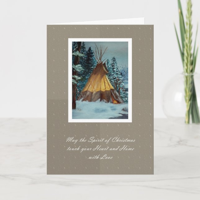 Cartão De Festividades Christmas Tepee Painting Card /Tipi Christmas Card (Frente)