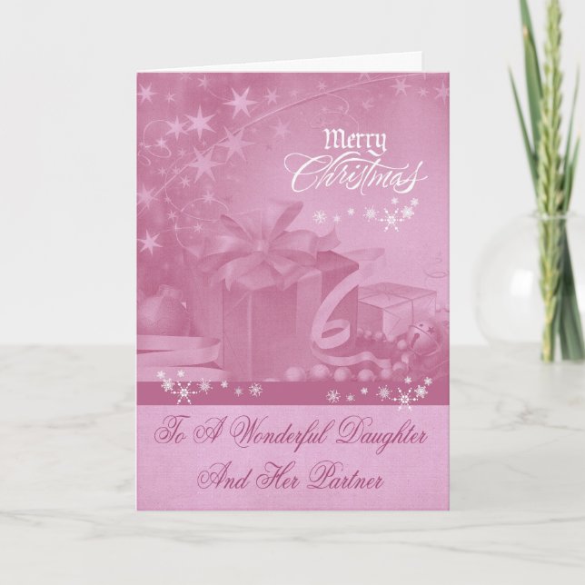 Cartão De Festividades Christmas To Daughter And Partner Greeting Card (Frente)