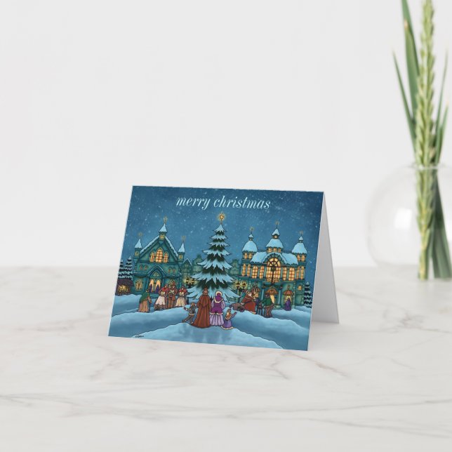 Cartão De Festividades christmas town note card basic (Frente)