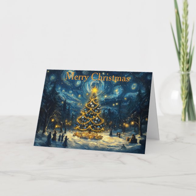 Cartão De Festividades Christmas Tree at Christmas (Frente)