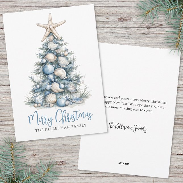 Cartão De Festividades Christmas Tree Beach (Christmas Tree Beach Holiday Card)