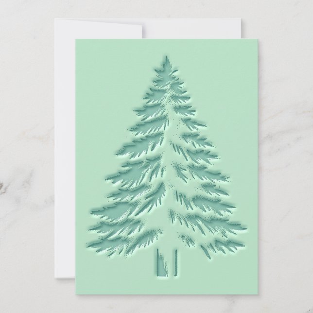 Cartão De Festividades Christmas Tree Faux Embossed Distressed Green (Frente)