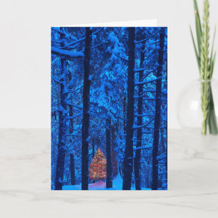 Cartão De Festividades Christmas Tree in Blue Woods Card