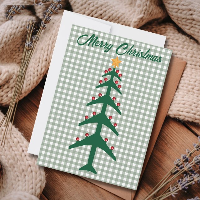 Cartão De Festividades Christmas Tree of Airplanes & Photo Minimalist  (Criador carregado)