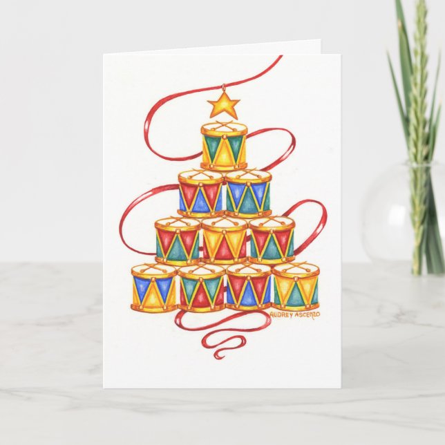 Cartão De Festividades Christmas Tree Of Drums Greeting Cards (Frente)