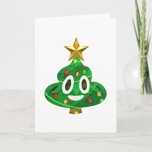 Cartão De Festividades Christmas Tree Poop Emoji (Frente)