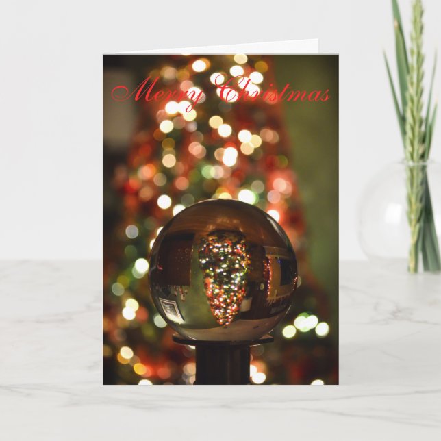 Cartão De Festividades Christmas Tree Snow Globe Crystal Ball (Frente)