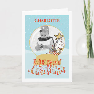 Cartão De Festividades Christmas Tree Snow Globe Photo Card