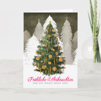 Cartão De Festividades Christmas Tree Snow in German Folded Holiday Card