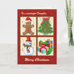 Cartão De Festividades Christmas tree, snowman, presents, gingerman<br><div class="desc">You can change font,  color,  size or put your own mesage.</div>