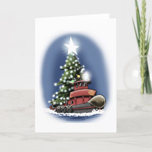 Cartão De Festividades Christmas tree tugboat card