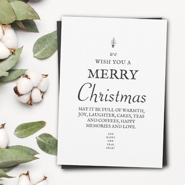 Cartão De Festividades Christmas Tree Typography Merry Christmas (Rustic Christmas Tree Typography Merry Christmas Christmas Card)