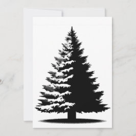 Cartão De Festividades Christmas Tree White & Black Elegant Distressed