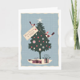 Cartão De Festividades Christmas tree with birds greeting card