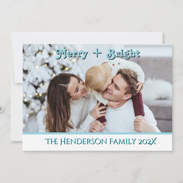Cartão De Festividades Christmas Trees 1 Photo Christmas Merry & Bright (Frente)