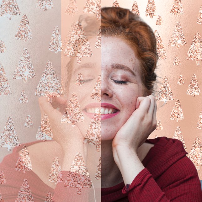 Cartão De Festividades Christmas Trees Pink Rose Gold Blush Girly Sparkly (Christmas Trees Pink Rose Gold Blush Girly Sparkly Holiday Card)