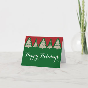 Cartão De Festividades Christmas Trees Red & Green Brown Paper Fold Card