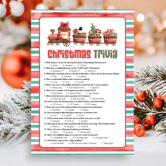 Cartão De Festividades Christmas Trivia Game (Christmas Game Card)
