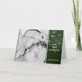 Cartão De Festividades Christmas Twins Baby Photo Your Name Cute Folded
