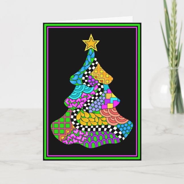 Cartão De Festividades Christmas Twist Card with Black Background (Frente)