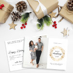 Cartão De Festividades Christmas Two Photo parents&baby gold Postcard<br><div class="desc">Merry Christmas
Modern elegant coligraphy 
photos that can be quickly and easily replaced with your family photos
minimalistic design
the color of all text can be changed</div>