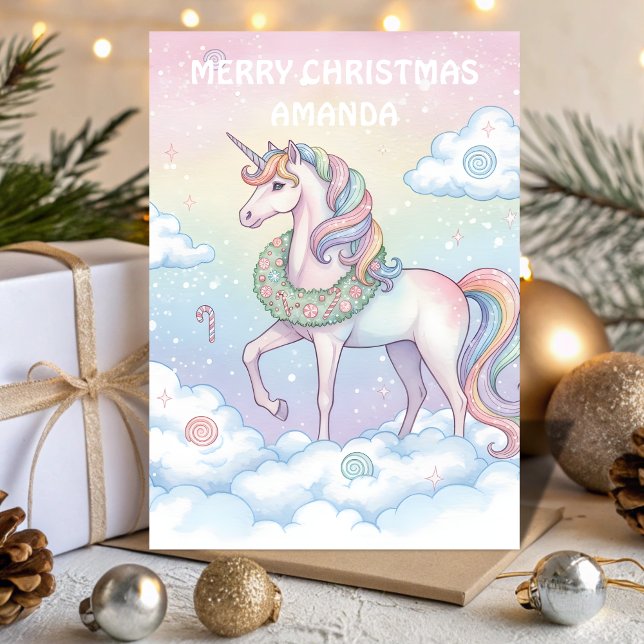 Cartão De Festividades Christmas Unicorn Dreamland Kids Card (Criador carregado)
