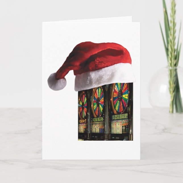 Cartão De Festividades Christmas Vegas Slot Machine (Frente)